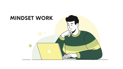 Inspirational illustration emphasizing positive mindset work and mental attitude development