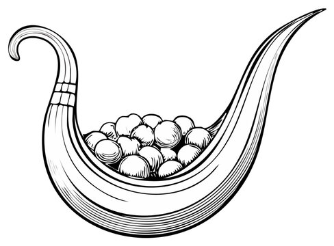 Viking Ship Vessel Filled with Round Stones or Beads Detailed Illustration