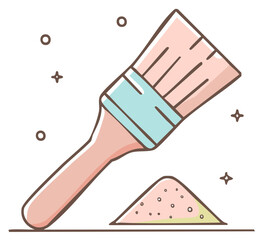 Stylized Paint Brush with a Pink Handle and a Sand Pile Illustration for Artistic Projects