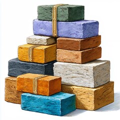 Colorful Stacked Rectangular Blocks with Golden Bands