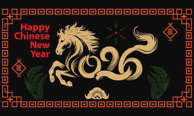 Festive Horse and 2026 for Chinese New Year Celebration