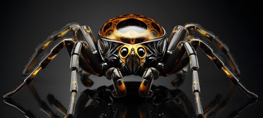 Fototapeta premium realistic photo of a glossy spider ,generative AI