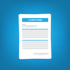 Application claim form, vector graphic illustration image, tax, mortgage, loan, document, paper, list illustration, bank statement agreement, survey questionnaire