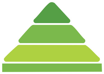 Green layered pyramid chart with four levels for business infographics or growth diagram