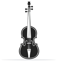 Fototapeta premium Silhouette illustration of a classic violin instrument, black and white design.