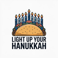 Light Up Your Hanukkah Celebration with a Festive Menorah and Delicious Taco Illustration