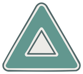 Retro Style Teal Triangle with Rounded Corners and Inset Triangle, Geometric Shape