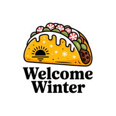 Fototapeta premium Welcome Winter Season with Festive Taco Illustration Celebrate Holiday with Delicious Food Design