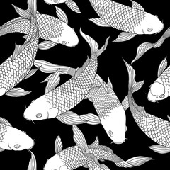 Pattern modern koi carp pattern image that can be connected on all sides for use in decorative design and wallpaper.	
