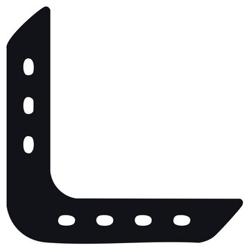 Black corner bracket with rivet holes, simple graphic design
