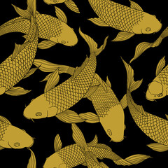 Pattern modern koi carp pattern image that can be connected on all sides for use in decorative design and wallpaper.	
