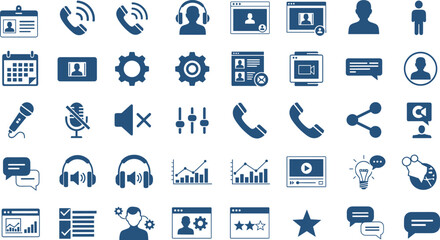 Communication icons, media symbols, user interface, data visualization, digital tools, UI elements, interaction graphics, tech design, sharing concept, analytics visuals