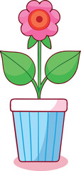 Obraz premium Single pink flower in pot Vector