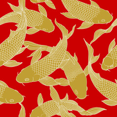 Pattern modern koi carp pattern image that can be connected on all sides for use in decorative design and wallpaper.	
