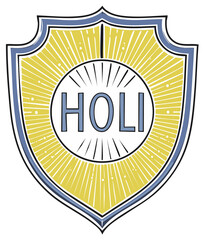 Naklejka premium Colorful Holi Festival Illustration in Shield Design for Indian Celebration