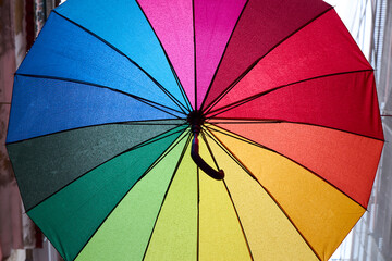 colorful umbreally in rainbow shades