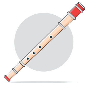 Illustration of a Recorder Musical Instrument with Air Holes and Red Trim Isolated on a Background