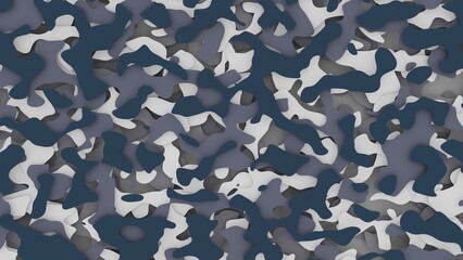 Modern abstract 3D camouflage texture, white and blue army texture, winter snow military texture 8K resolution