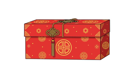 Chinese red treasure box with pattern.