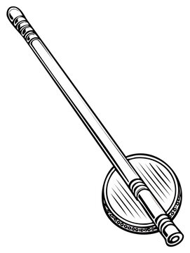 Rabab musical instrument line art illustration. Traditional instrument outline.