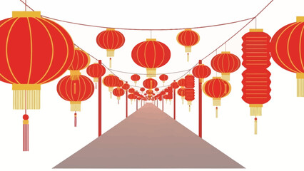Chinese New Year red lanterns decoration.