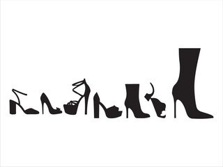 Obraz premium Collection of High Heels and Boots Silhouette Illustration