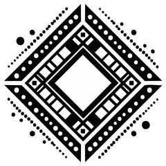 Obraz premium Geometric Diamond Tribal Pattern Black and White Abstract Design
