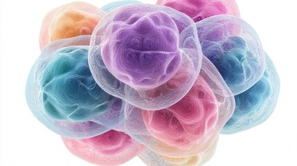abstract biological cell structure with soft pastel colors isolated on white background