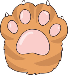 Fototapeta premium Brown Tiger-Striped Cat with Pink Jelly Paw Pads – Color Illustration Drawing