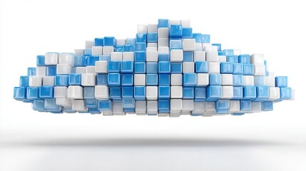 abstract cloud computing icon made of cubes isolated on white background
