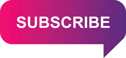 Colorful gradient speech bubble with subscribe text in white pink purple