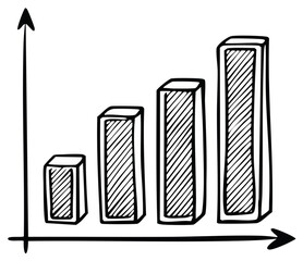 Obraz premium Hand Drawn Bar Graph Illustrating Upward Trend and Growth