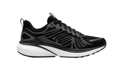 Black And White Modern Running Shoe Isolated On Black Background