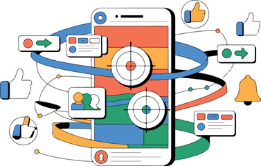 Social Media Remarketing Strategy with Targeted Advertising Concept