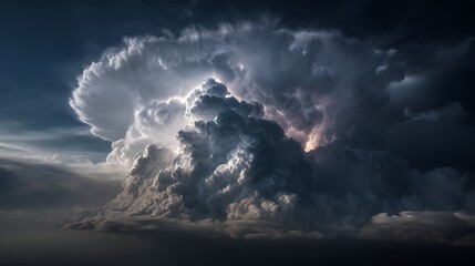 Massive Cumulonimbus Incus Supercell Storm Cloud over Horizon at Sunset 