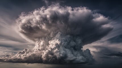 Massive Cumulonimbus Incus Supercell Storm Cloud over Horizon at Sunset 
