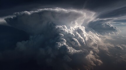 Massive Cumulonimbus Incus Supercell Storm Cloud over Horizon at Sunset 