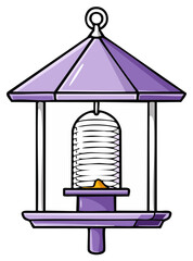 Obraz premium Cartoon illustration of a hanging purple bird feeder for garden birds