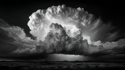 Massive Cumulonimbus Incus Supercell Storm Cloud over Horizon at Sunset 