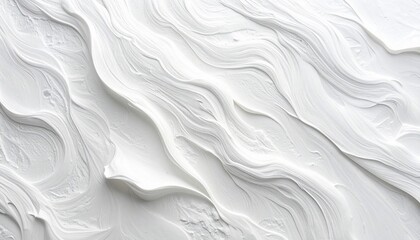 Abstract white textured surface with flowing, wave-like shapes