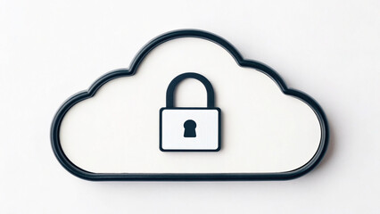 Cloud storage symbol with a padlock representing security and privacy in digital data management