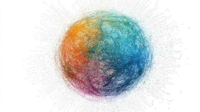 abstract data visualization sphere representing big data isolated on white background