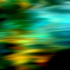 Abstract blurred motion background featuring vibrant green turquoise and orange light streaks with artistic brush strokes and dark shadows perfect for modern graphic design landing pages and creative 
