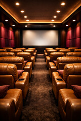 Luxury Home Theater with Leather Seating and Large Screen