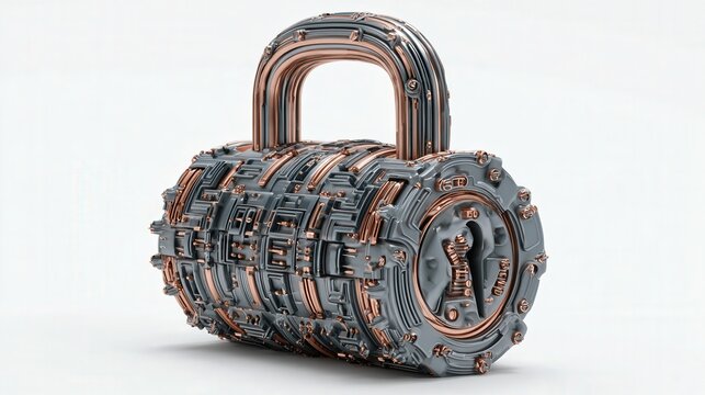 abstract digital security lock concept isolated on white background