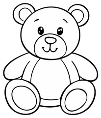 Obraz premium Cute cartoon teddy bear outline drawing for children's coloring book activity