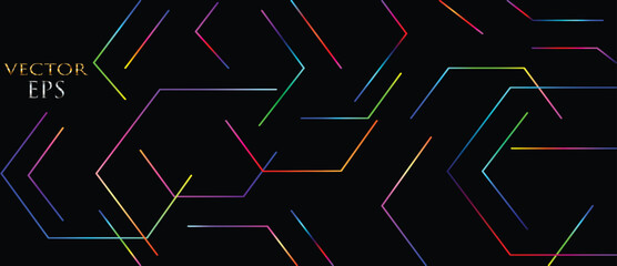 Vibrant multicolored circuit board design on dark background.