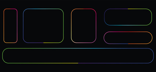 Neon button shapes on black background for modern design.
