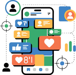 Social Media Remarketing Strategy with Targeted Advertising Concept