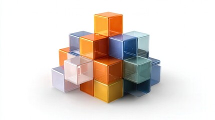 Obraz premium abstract education concept with stacked cubes isolated on white background